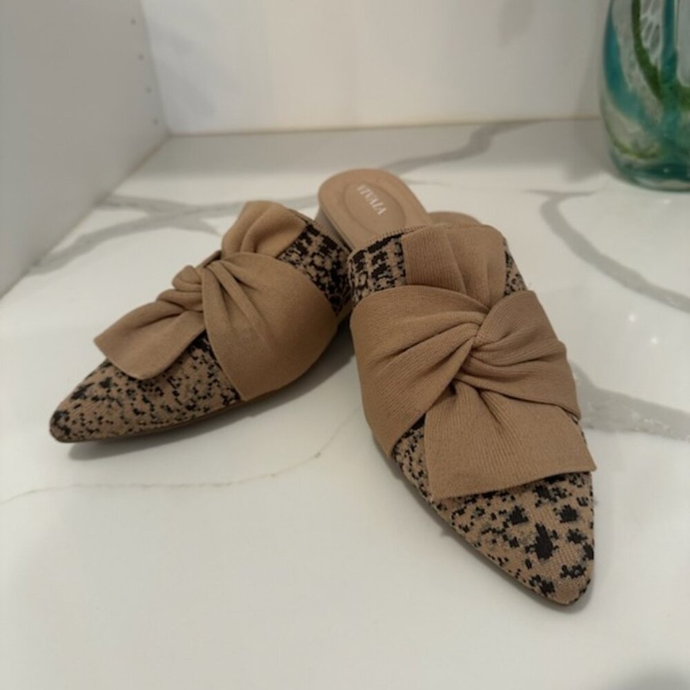 New Vivaia Yaffa Bow Mules, Animal print,  Womens 39.5